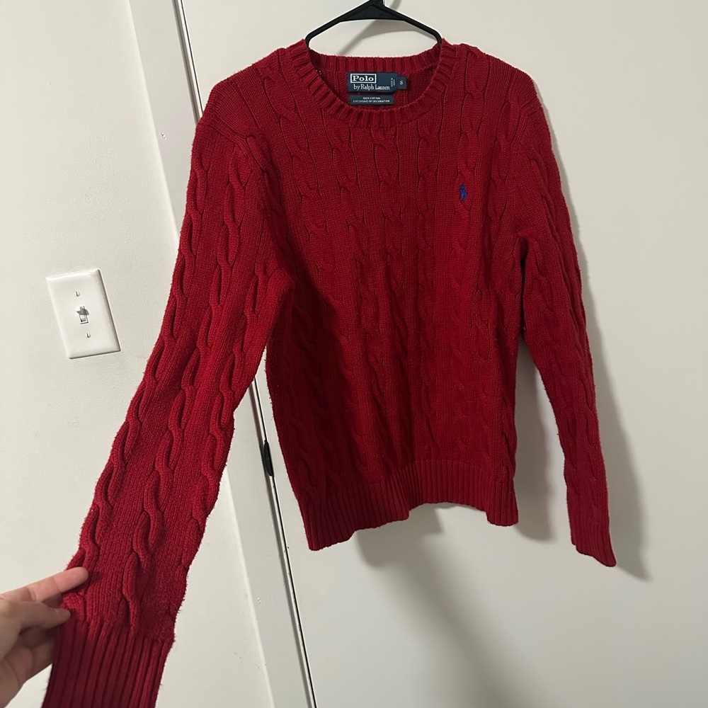 Ralph Lauren Crimson Cable Knit Pullover